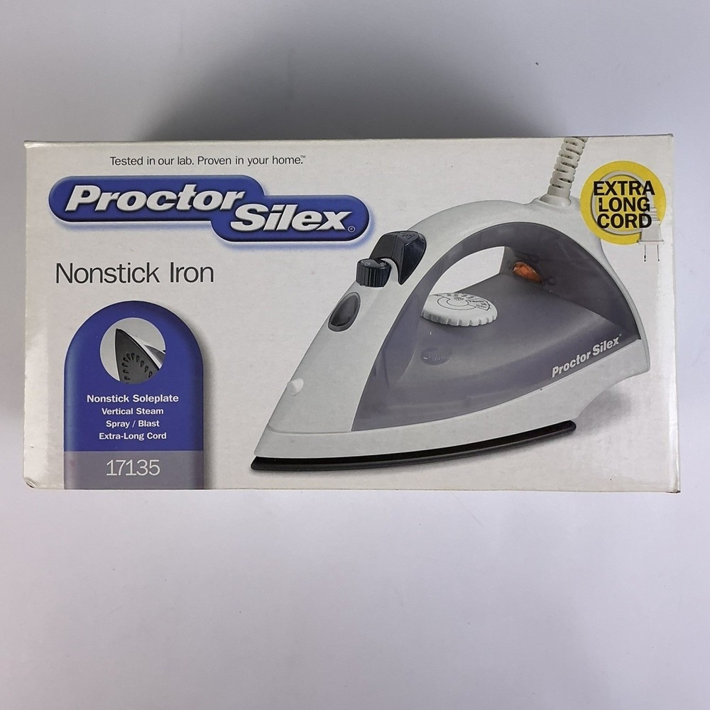 Proctor Silex Nonstick Iron 17135 Vertical‎ Steam Spray Blast Extra Long Cord